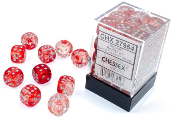 Chessex Luminary Nebula 12mm d6 Red Silver Block (36) Discount