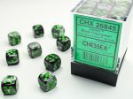 Chessex Gemini 12mm d6 Black-Grey Green Block (36) Supply