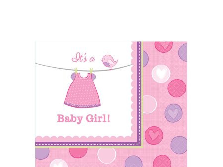 Baby Shower With Love Girl Beverage Tissues 16pcs For Sale