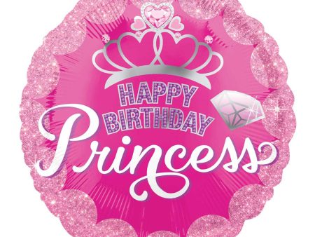 Princess Crown & Gem HBD Balloon 18in Online now