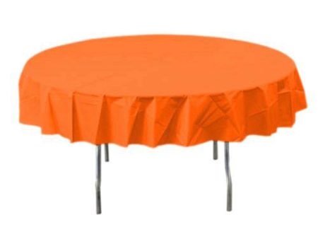 Orange Peel Round Plastic Table Cover 84in Supply