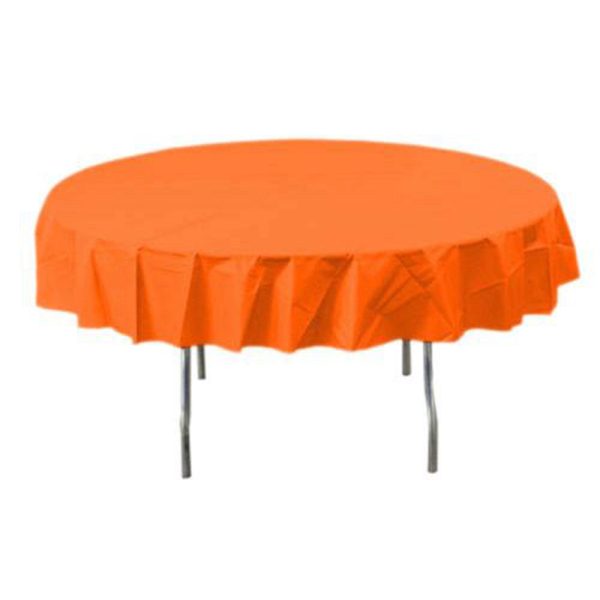 Orange Peel Round Plastic Table Cover 84in Supply