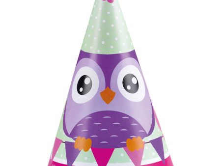 Owls Party Hats 6in, 8pcs Online Hot Sale